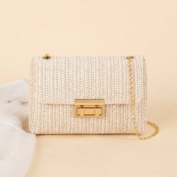 Beige Casual Women's Shoulder Bag With Chain - Picture 2 of 5